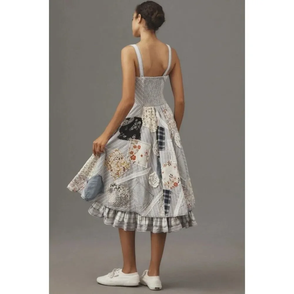 Anthropologie Pilcro The Jenna Drop Waist Patchwork Midi Dress US 00 NEW - Picture 3 of 3